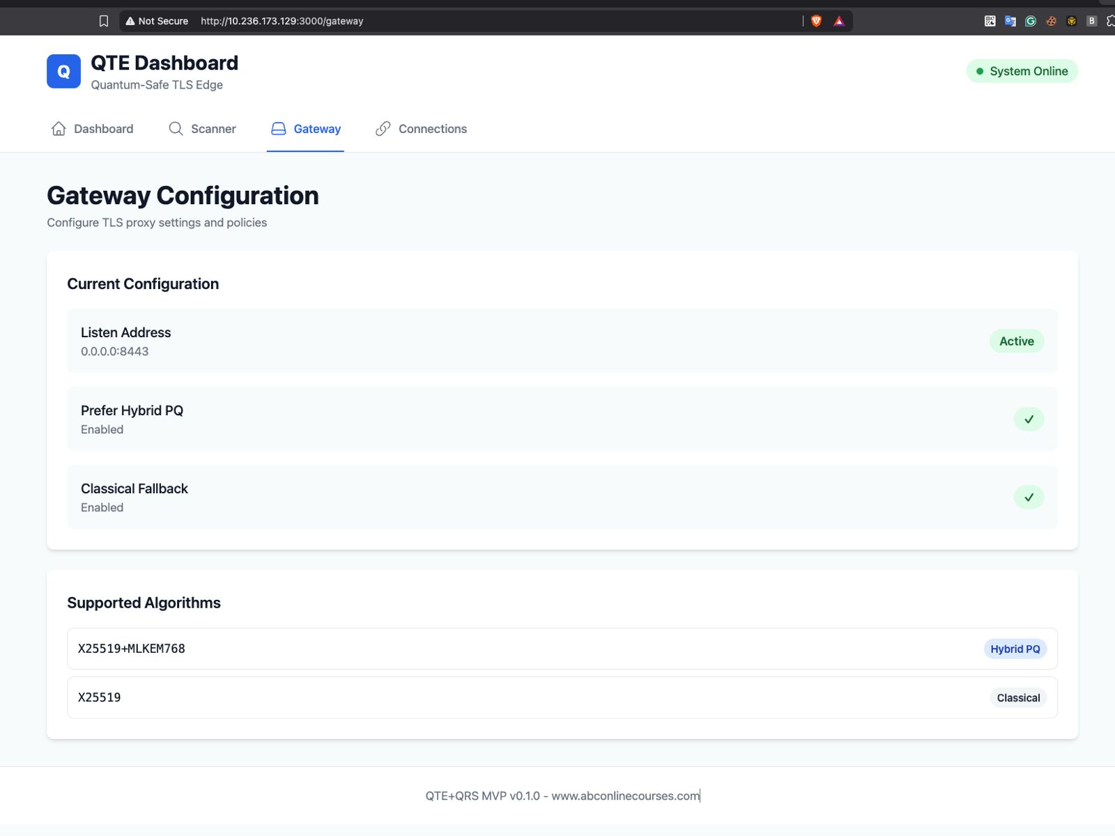 Quantum Terminator interface showcasing the Quantum Gateway patching workflows